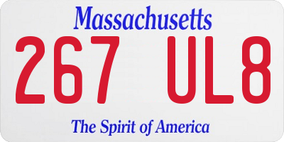 MA license plate 267UL8