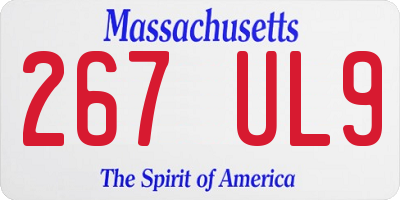 MA license plate 267UL9