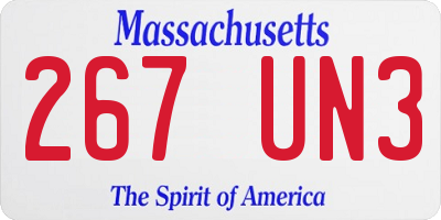 MA license plate 267UN3