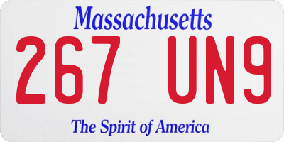 MA license plate 267UN9