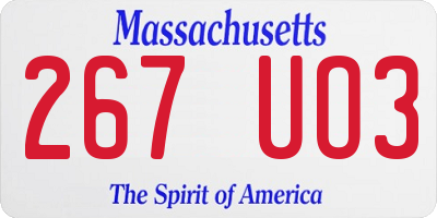 MA license plate 267UO3