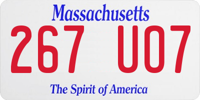 MA license plate 267UO7
