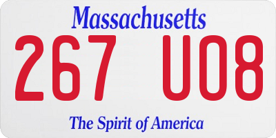 MA license plate 267UO8