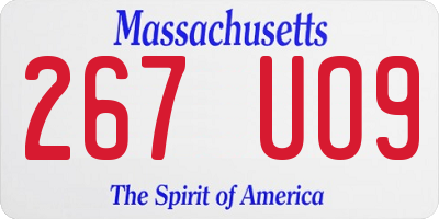 MA license plate 267UO9