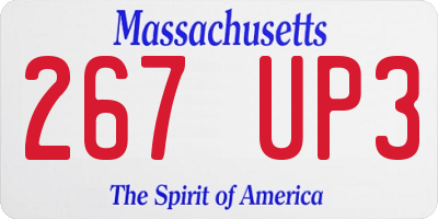 MA license plate 267UP3