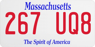 MA license plate 267UQ8