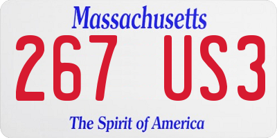 MA license plate 267US3