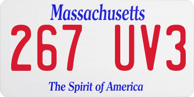 MA license plate 267UV3