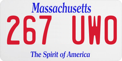 MA license plate 267UW0