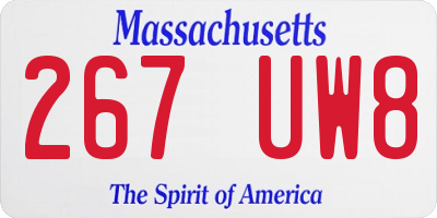 MA license plate 267UW8