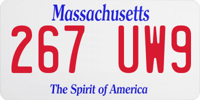 MA license plate 267UW9