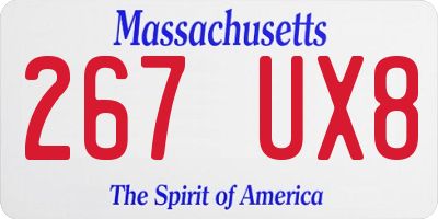 MA license plate 267UX8