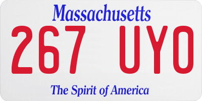 MA license plate 267UY0