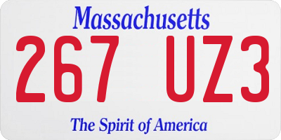 MA license plate 267UZ3