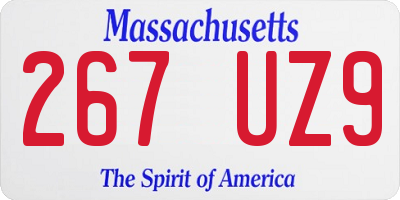 MA license plate 267UZ9