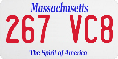 MA license plate 267VC8