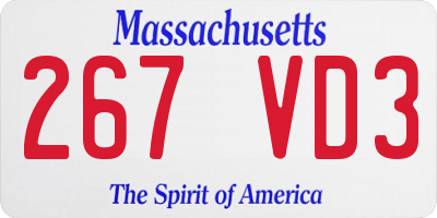 MA license plate 267VD3