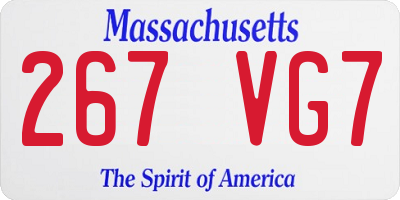 MA license plate 267VG7