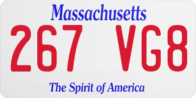 MA license plate 267VG8