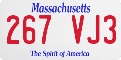 MA license plate 267VJ3