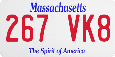 MA license plate 267VK8