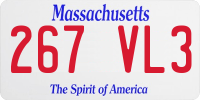 MA license plate 267VL3