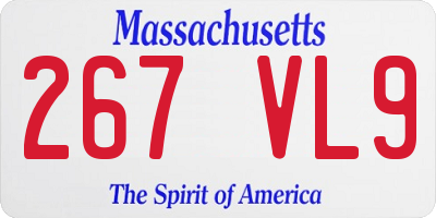 MA license plate 267VL9