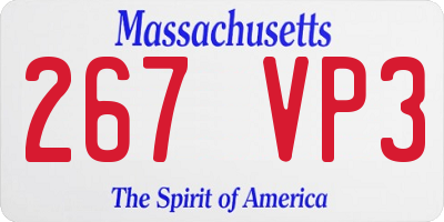 MA license plate 267VP3