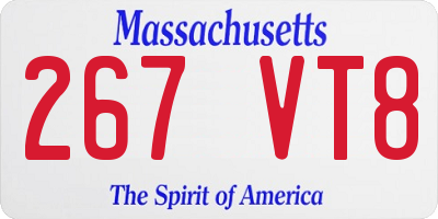 MA license plate 267VT8