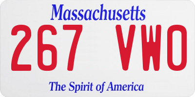 MA license plate 267VW0