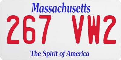 MA license plate 267VW2