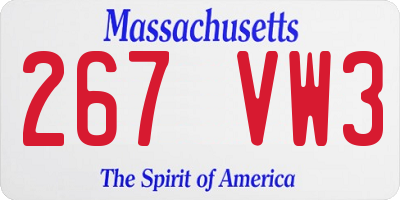 MA license plate 267VW3