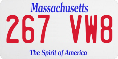MA license plate 267VW8