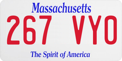 MA license plate 267VY0