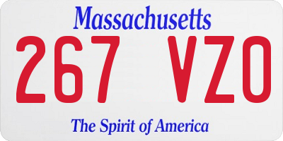 MA license plate 267VZ0