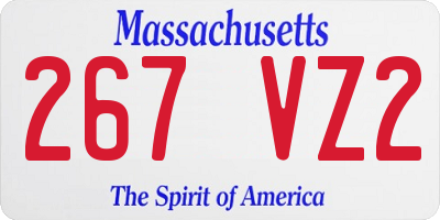 MA license plate 267VZ2