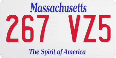 MA license plate 267VZ5