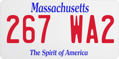 MA license plate 267WA2
