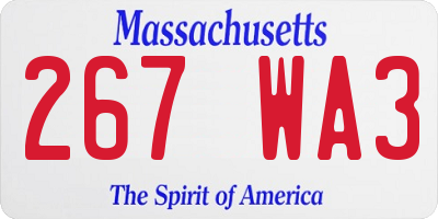 MA license plate 267WA3