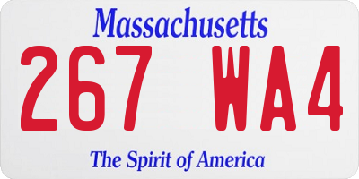 MA license plate 267WA4