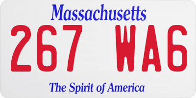 MA license plate 267WA6