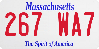 MA license plate 267WA7