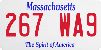 MA license plate 267WA9