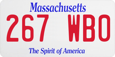 MA license plate 267WB0