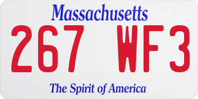 MA license plate 267WF3