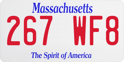 MA license plate 267WF8