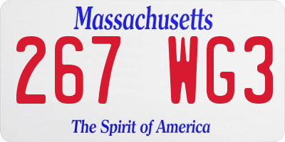 MA license plate 267WG3