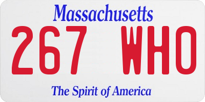 MA license plate 267WH0