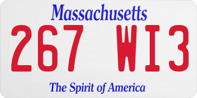MA license plate 267WI3