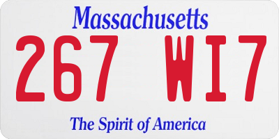 MA license plate 267WI7